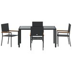 Ensemble de Salle à Manger de Jardin vidaXL 5 Pièces Noir Poly Rattan
