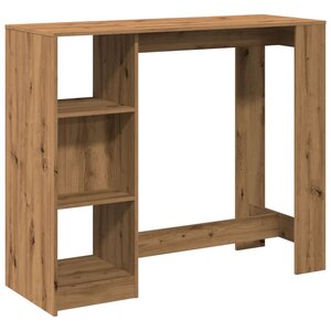 vidaXL Table de bar avec étagère chêne artisanal bois d'ingénierie