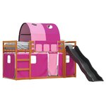 vidaXL Lit superposé sans matelas avec toboggan et rideaux 90x200 cm