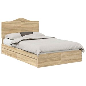 vidaXL Lit de Rangement Chêne Sonoma 120 x 200 cm Bois d'ingénierie