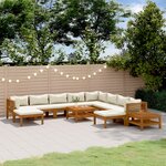 vidaXL Salon de jardin 12 Pièces avec coussin crème Bois d'acacia solide