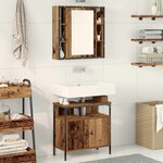vidaXL Ensemble de mobilier de salle de bain avec étagère 2 Pièces Marron