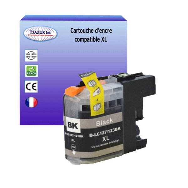 T3AZUR- Cartouche compatible avec Brother LC127 XL pour Brother DCPJ4110DW  MFCJ4410DW  MFCJ4510DW  MFCJ4610DW  MFCJ4710DW Noire