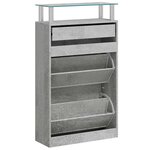 vidaXL Armoire à chaussures Gris béton 63x24x104 cm Bois d'ingénierie