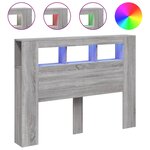 vidaXL Tête de lit à LED sonoma gris 140x18 5x103 5 cm bois ingénierie