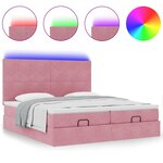 vidaXL Cadre de lit ottoman avec matelas rose 180x200 cm velours
