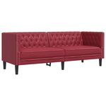 vidaXL Canapé à 3 places Chesterfield rouge bordeaux similicuir