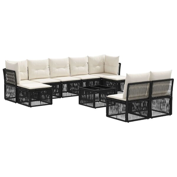 vidaXL Ensemble de canapé de jardin 10 Pièces Noir polyrotin
