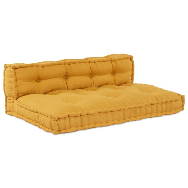 Coussin de canapé palette avec dossier en tissu jaune