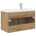 vidaXL Meuble lavabo avec bassin et robinet intégrés chêne artisanal