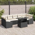 vidaXL Ensemble de canapé de jardin avec coussin 8 Pièces Noir et crème