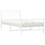 vidaXL Cadre de lit métal sans matelas et pied de lit blanc 100x190 cm
