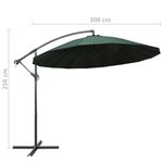 vidaXL Parasol suspendu avec poteau en aluminium Vert 3 m