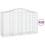 vidaXL Paniers à gabions arqués 18 Pièces 200x50x120/140 cm Fer galvanisé