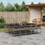 vidaXL Ensemble à manger de jardin 11Pièces avec coussins gris poly rotin
