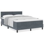 Lit Box Spring vidaXL avec Matelas Gris Foncé 140x190 cm Velours