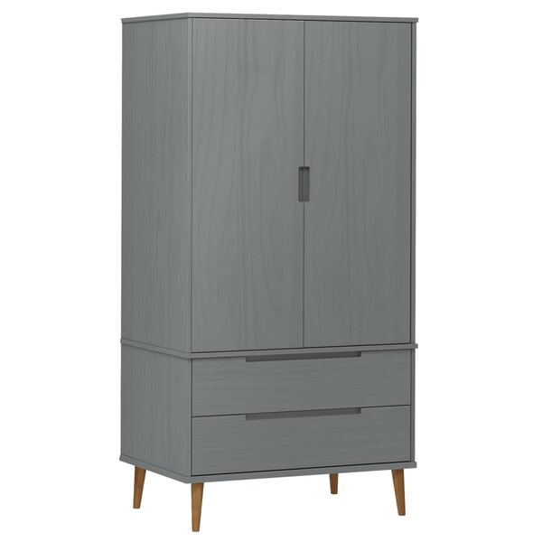 vidaXL Garde-robe MOLDE Gris 90x55x175 cm Bois massif de pin