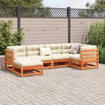 vidaXL Salon de jardin 6 Pièces avec coussins cire marron bois pin massif