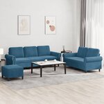vidaXL Ensemble de canapés 3 Pièces avec coussins Bleu Velours