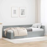 vidaXL Cadre de lit d'angle avec tête de lit Gris clair 90 x 190 cm