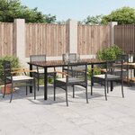 vidaXL Ensemble à manger de jardin coussins 7Pièces Noir Résine tressée