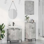 vidaXL Ensemble de mobilier de salle de bain 3 Pièces Gris béton
