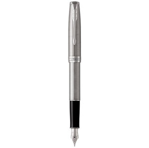 PARKER Sonnet Stylo plume  acier inoxydable  Plume fine  encre noire  Coffret cadeau