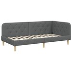 vidaXL Cadre de lit d'angle Gris foncé 90 x 190 cm tissu