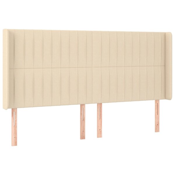vidaXL Tête de lit avec oreilles Crème 163x16x118/128 cm Tissu