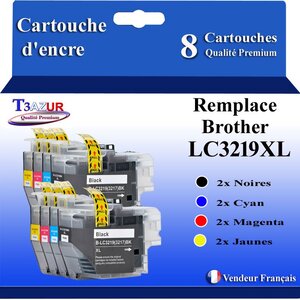 T3AZUR Lot de 8 Cartouches compatibles avec Brother LC3217 / LC3219XL pour Brother MFC-J5730DW  MFC-J5830DW  MFC-J5930DW  MFC-J6530DW