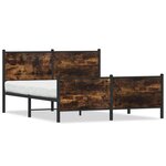 vidaXL Cadre de lit en métal sans matelas chêne fumé 150x200 cm