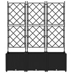 vidaXL Pot de jardin avec treillis 3 Pièces Noir 120x40x143 cm