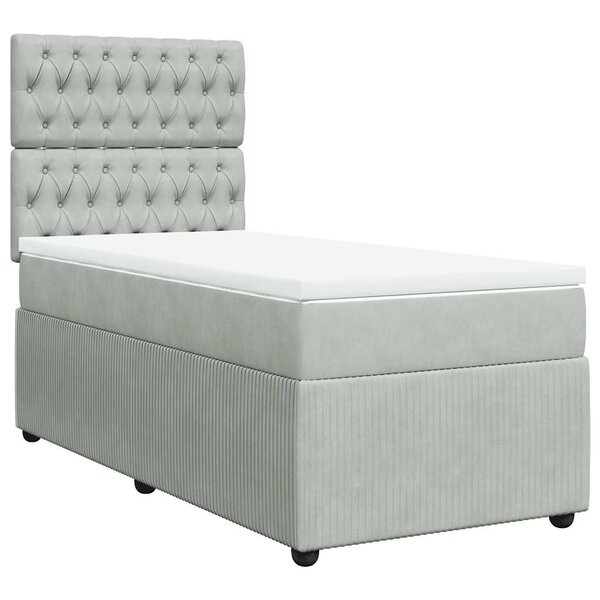 vidaXL Sommier à lattes de lit et matelas Gris clair 80x200 cm Velours