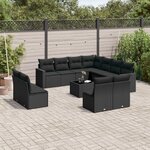 vidaXL Salon de jardin 12 Pièces avec coussins noir résine tressée