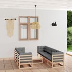 vidaXL Salon de jardin 8 Pièces avec coussins Bois de pin massif