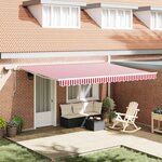 vidaXL Auvent Rétractable Rouge et Blanc 450 × 350 cm Tissu et acier