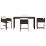 vidaXL jeu de Salle à Manger de Jardin 5 pièces avec Coussins Marron Rattan Poly