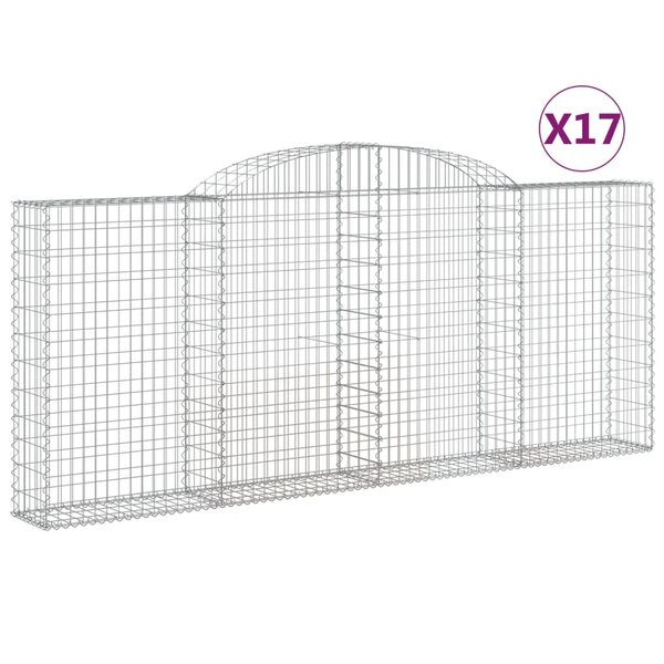 vidaXL Paniers à gabions arqués 17 Pièces 300x30x120/140 cm fer galvanisé