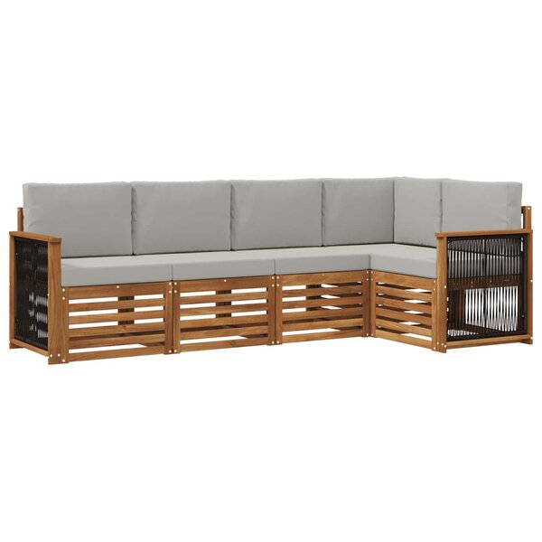 vidaXL Ensemble de canapés d'extérieur 4 pc Naturel et gris clair