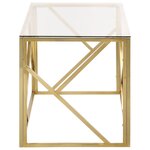 vidaXL Table basse doré acier inoxydable et verre trempé