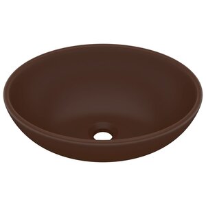 vidaXL Lavabo ovale de luxe Marron foncé mat 40x33 cm Céramique