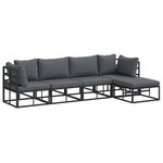 vidaXL Ensemble de canapé de jardin avec coussin 5 Pièces Noir Aluminium