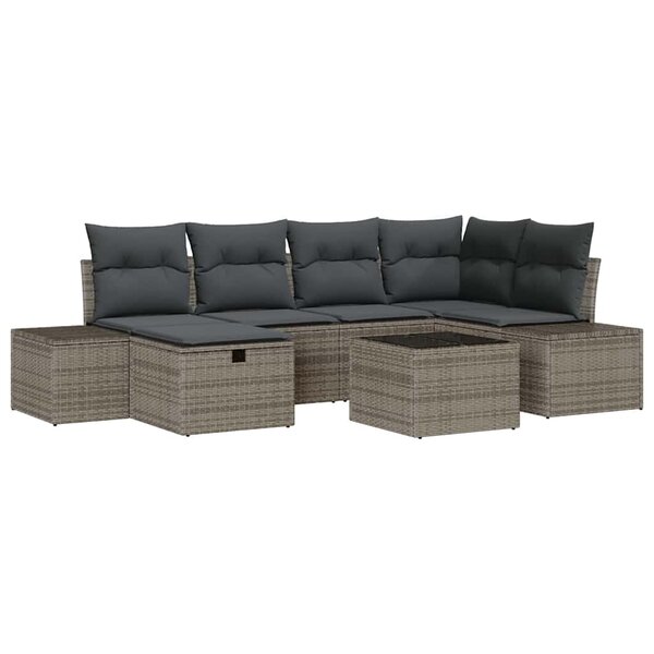 vidaXL Ensemble de canapé de jardin 7 Pièces Gris 55 x 62 x 69 cm