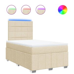 vidaXL Sommier à lattes de lit avec matelas Crème 120x200 cm Tissu
