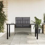 vidaXL Ensemble à manger jardin et coussins 2 Pièces gris rotin