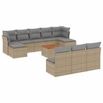 vidaXL Salon de jardin et coussins 11 Pièces mélange beige résine tressée