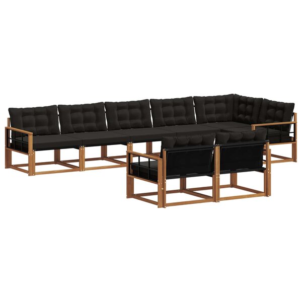 vidaXL Ensemble de canapés d'extérieur 8 pc Naturel et Noir