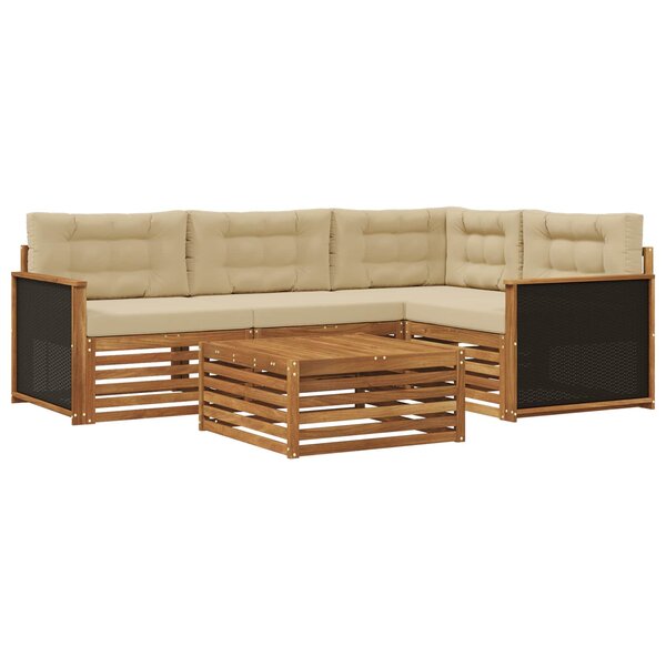 vidaXL Ensemble de canapés d'extérieur 5 Pièces Naturel et Beige