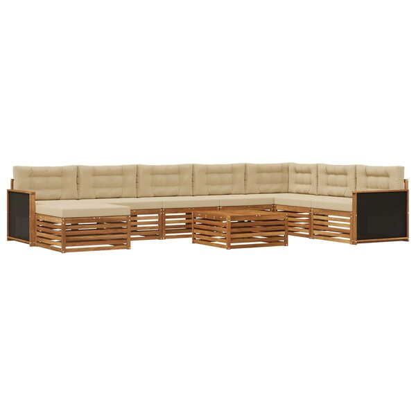 vidaXL Ensemble de canapés d'extérieur 9 pc Naturel et Beige