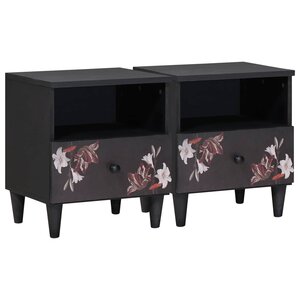 vidaXL Table de chevet avec tiroir 2 Pièces Marron 40 x 33 x 46 cm